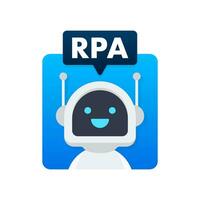 RPA Robotic process automation. Artificial intelligence, machine learning. Vector stock illustration