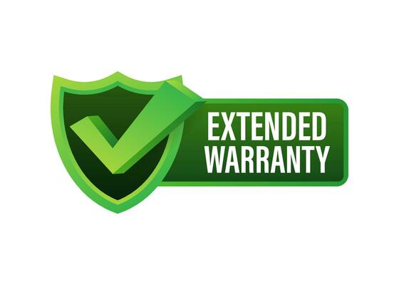 Extended warranty label or sticker. Badge, icon, stamp Vector illustration