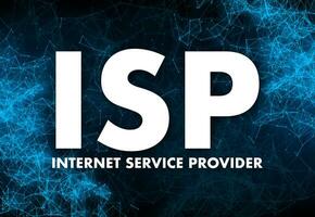 ISP   Internet Service Provider. Company that provides web access. Vector stock illustration