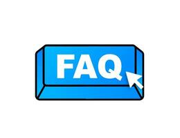 Faq with cursor button. Internet icon. Pointer click icon. Vector stock illustration