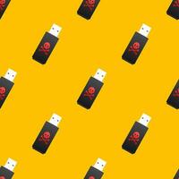 Computer virus on usb flash card pattern. Virus protection. Vector stock illustration