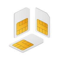 Vector mobile cellular phone sim card chip Isolated on white background. Isometric view