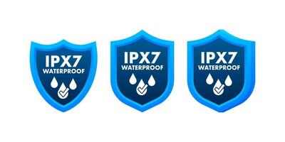 IPX7 waterproof, water resistance level information sign. vector