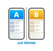 AB testing, split test. Bug Fixing, User Feedback. Homepage landing page template. Vector stock illustration