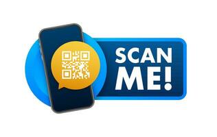 QR code for smartphone. Inscription scan me with smartphone icon. Qr code for payment. Vector illustration.