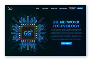 5g network technology. Wireless mobile telecommunication service concept. Marketing website landing template. Vector illustration.