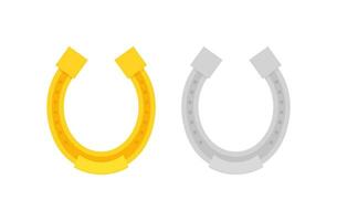 Golden horseshoe icon. Good luck sign. Vector stock illustration