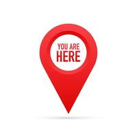Red You Are Here Location Pointer Pin. Vector stock illustration