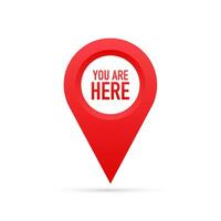 Red You Are Here Location Pointer Pin. Vector stock illustration