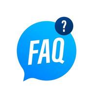 Frequently asked questions FAQ banner. Computer with question icons. Vector stock illustration