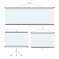 Set Empty Projection screen, Presentation board, blank whiteboard for conference. Vector stock illustration