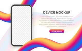 Device mockup banner. Smartphone UI UX design interface. Blank screen for media sale promotion. Vector stock illustration