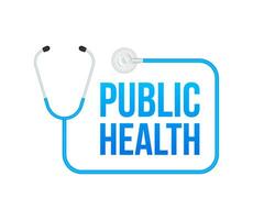 Public health. Badge with stethoscope icon. Flat vector illustration on white background.
