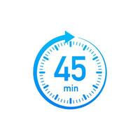 The 45 minutes, stopwatch vector icon. Stopwatch icon in flat style, timer on on color background. Vector illustration