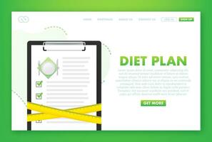 Diet plan on white background. Health lifestyle, fitness. Top view. vector