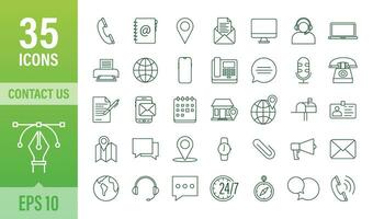 Trendy icon with contact us Thin line business icon set. for web design. Vector stock illustration