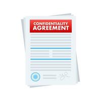 Confidentiality agreement paper document, file. Vector stock illustration