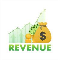 Revenue growth increasing graph. High interest rate. Vector stock illustration
