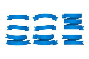 Blue ribbons banners. Set of ribbons. Vector stock illustration.