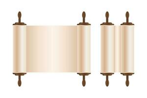 Rolled old papyrus file mockup. Realistic illustration of rolled old papyrus file. Vector stock illustration.