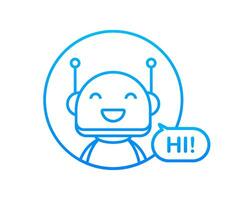 Robot icon. Bot sign design. Chatbot symbol concept. Voice support service bot. Online support bot. Vector illustration