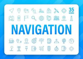 Navigation and Map line icons set. Vector stock illustration