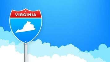 Virginia map on road sign. Welcome to State of Virginia. Vector illustration