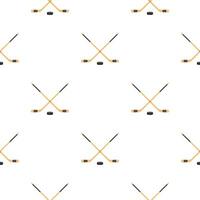 Ice Hockey puck and sticks pattern. Sport symbol. Vector Illustration isolated on white background.