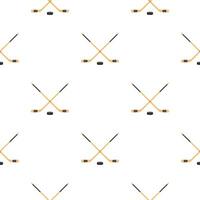 Ice Hockey puck and sticks pattern. Sport symbol. Vector Illustration isolated on white background.