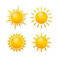 Set Realistic sun icon for weather design on white background. Vector stock illustration