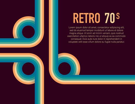 70s, 1970 abstract vector stock retro lines background. Vector illustration.