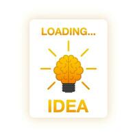 Idea loading concept with idea brain processed on a lightbulb bar. Vector stock illustration