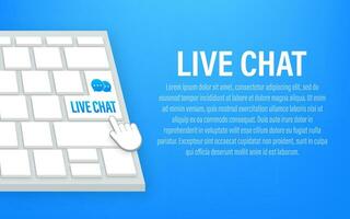 Live chat button on keyboard. Vector stock illustration