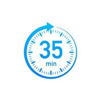 The 35 minutes, stopwatch vector icon. Stopwatch icon in flat style, timer on on color background. Vector illustration