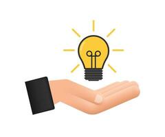 ligero bulbo icono con manos. lámpara, incandescente bulbo. vector valores ilustración