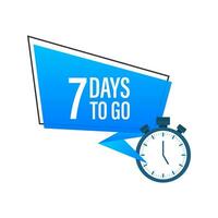 Seven days to go flat icon. Vector stock illustration