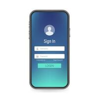 Clean Mobile UI Design Concept. Login Application with Password Form Window. Vector stock illustration