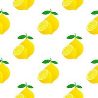 Lemon pattern. Yellow lemon vector illustration isolated on white background