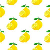 Lemon pattern. Yellow lemon vector illustration isolated on white background