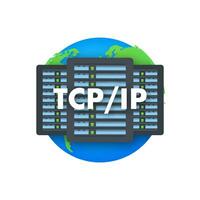 TCP IP   Transmission Control Protocol. Internet Protocol. Vector stock illustration