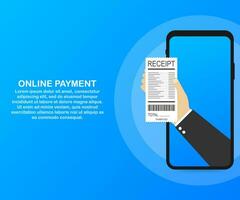 Vector concept of receipt, online payment, money transfer, mobile wallet. Vector illustration.