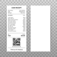 Receipts vector illustration of realistic payment paper bills for cash or credit card transaction. Vector stock illustration.