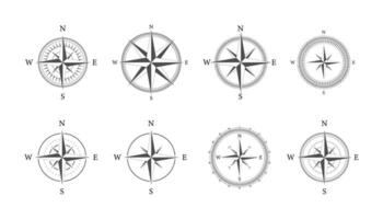 Brújula en blanco antecedentes. plano vector navegación símbolo. vector valores ilustración