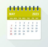 May 2023 Calendar Leaf. Calendar 2023 in flat style. Vector illustration