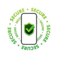 Data Protection on smartphone, privacy, and internet security. Vector stock illustration
