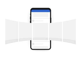 Smartphone with interface carousel post on social network. Vector stock illustration