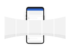 teléfono inteligente con interfaz carrusel enviar en social red. vector valores ilustración