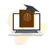Brain reading a book. Reading for exam, knowledge, studying. Vector stock illustration