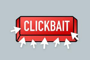 Clickbait red button. Hand click icon symbol. Cursor arrows, push button. Vector stock illustration