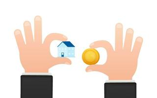 ilustración con dinero vs casa para concepto diseño. negocio concepto. financiero inversión. vector ilustración